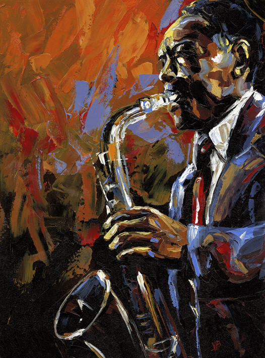 JAZZ Charlie Parker saxophone paintings Original oil by Victor Bauer